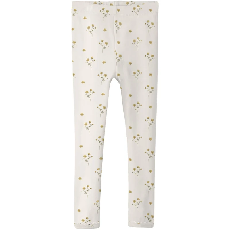 Lil'Atelier Coconut Milk Flower Yellow Nmflayo Sin Slim Leggings Lil