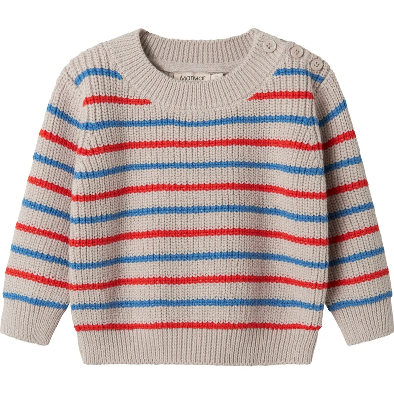 MarMar Cotton Knit EA Stripe Tomato Mix Stripe Teno B Strikket Bluse