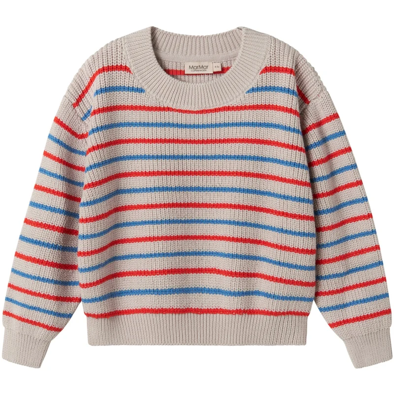 MarMar Cotton Knit EA Stripe Tomato Mix Stripe Teno Strikket Bluse