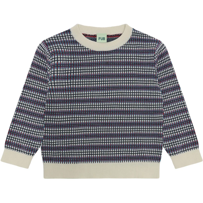 FUB Ecru/Sea Checked Crew