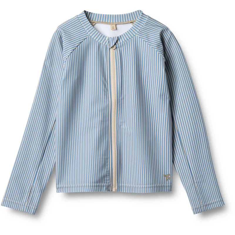 Wheat Blue Swim Stripe Swim T-shirt L/S Zip Ada