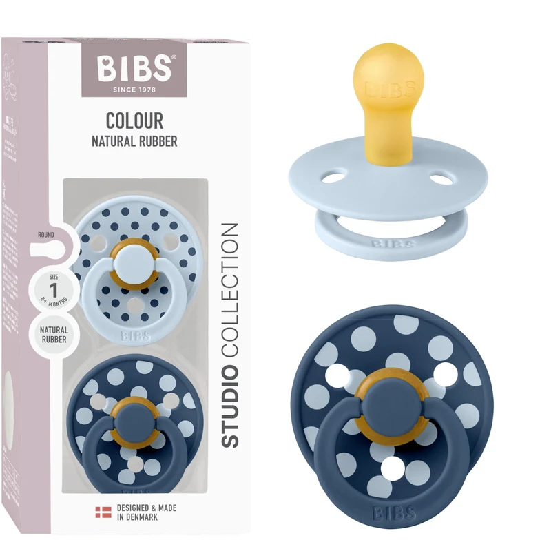 Bibs Baby Blue/Steel Blue Smokk Studio Colour 2-Pakning Polka Latex