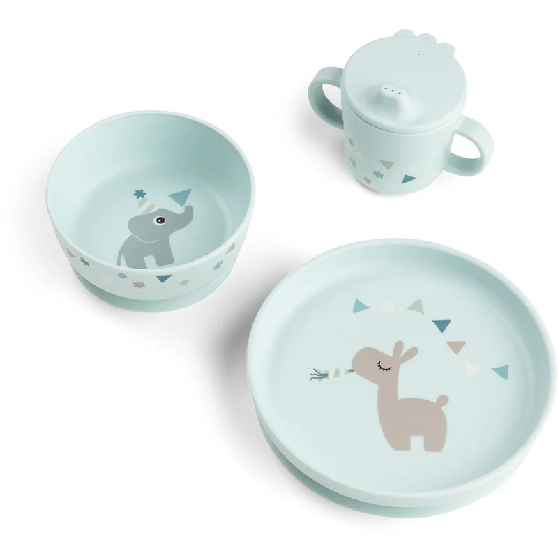 DonebyDeer Celebration Blue Foodie Spisestue Sett Med Sugekop
