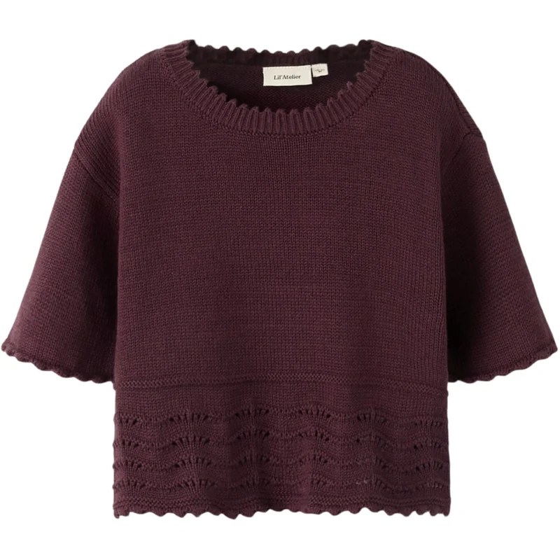 Lil'Atelier Catawba Grape Nmflola Ss Strikk Topp Lil
