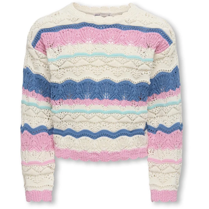 kids ONLY Tofu Begonia Pink/Harbor Gray/Riviera Kogdonna Life Ls Pattern Pullover Knt
