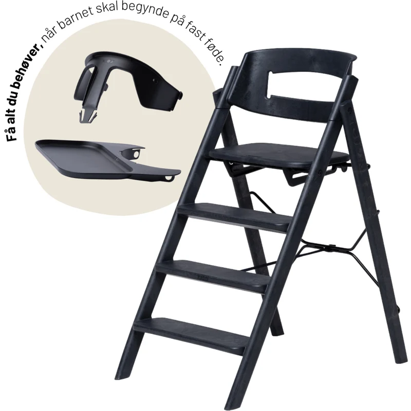 KAOS Charcoal Black Klapp High Stol Recycled Med KLAPP® Safety Rail & Tray Bundle