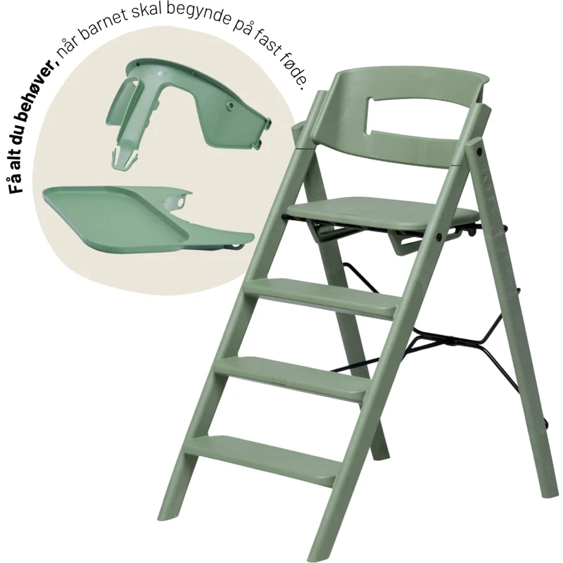 KAOS Mineral Green Klapp High Stol Recycled Med KLAPP® Safety Rail & Tray Bundle