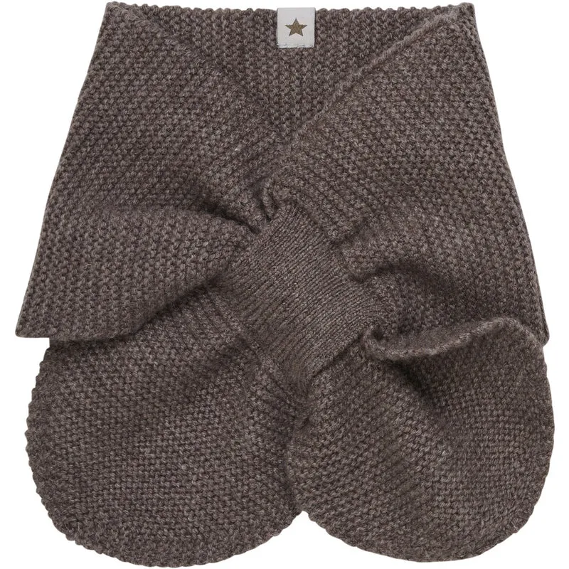 Huttelihut Brown Melange Nakkevarmer Ull Strikk