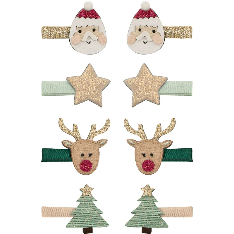 Mimi & Lula 8 Hårclips - Mini Santa Christmas