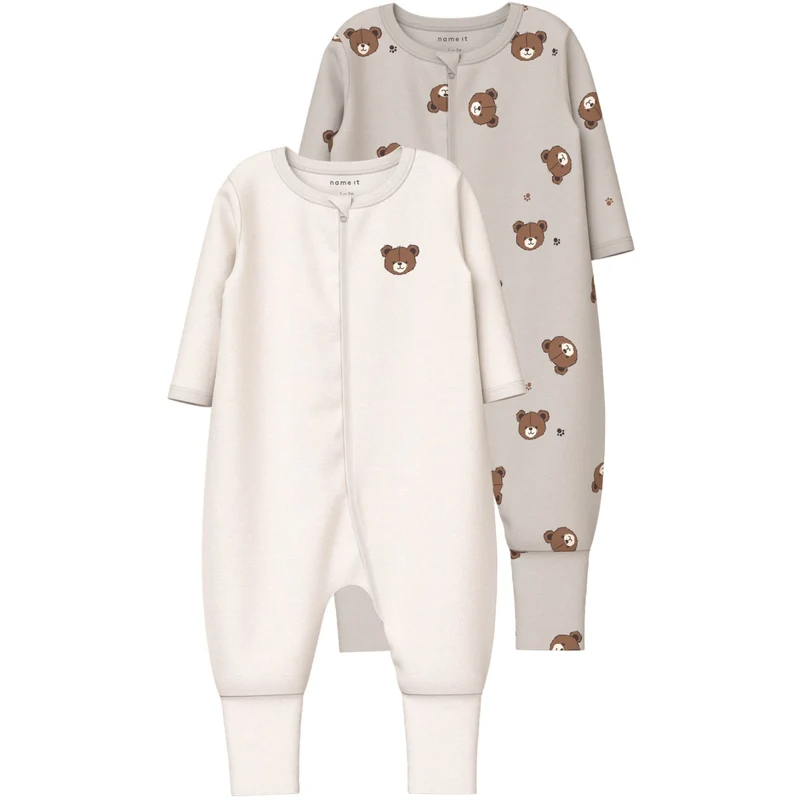 Name It Pumice Stone Nbnnightsuit 2P Zip Ff Pumice Bjørn Noos