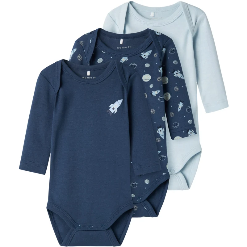 Name It Dark Denim Nbmbody 3P Ls Dark Space Noos