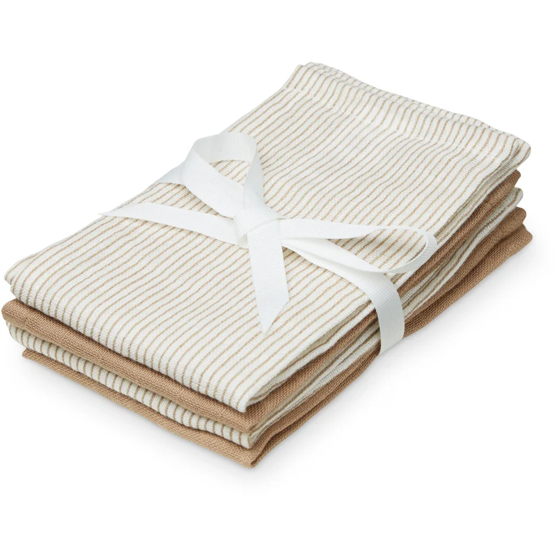 Cam Cam Copenhagen Classic Stripes Camel Wash Cloth 4 Pakke