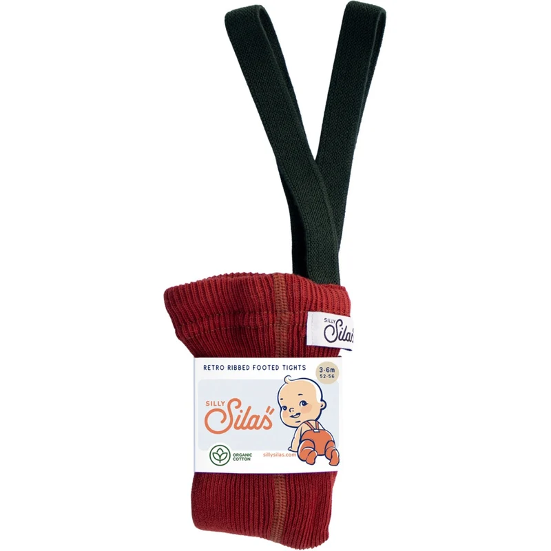 Silly Silas Maple Leaf With Dark Forest Green Footed Strømpebukser Christmas Edition