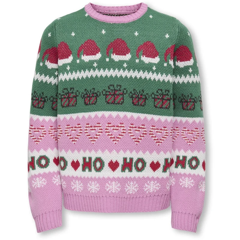 kids ONLY Fuchsia Pink W. Green Jacket/Cd/Salsa/Black Koghoho Xmas Ls Pullover Knt