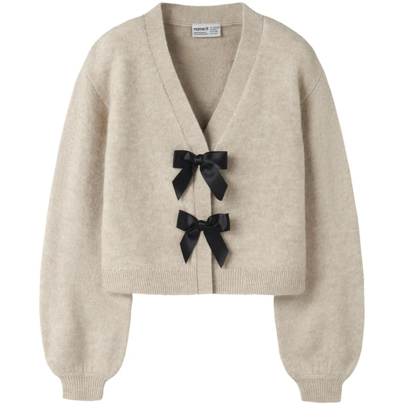Name It Cement Black Bow Nkfrina Ls Strikk Card