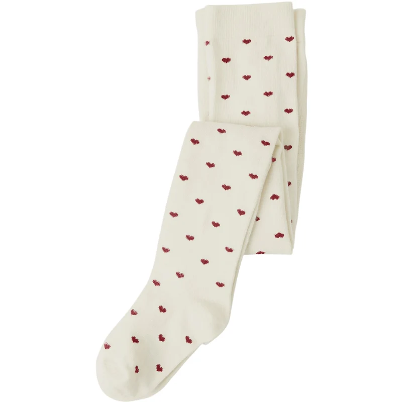 Lil'Atelier Turtledove Red Hearts Nmfreba Len Strømpebukser Lil