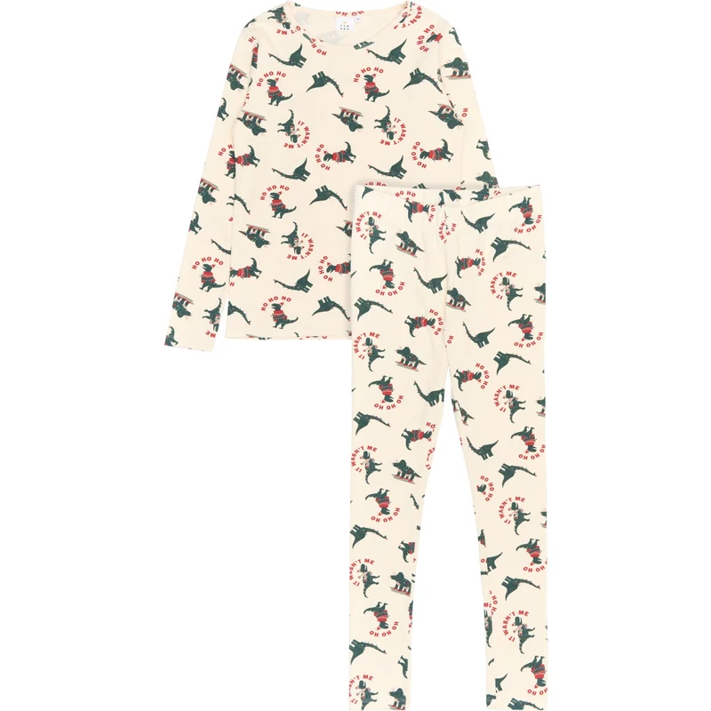 The New Gardenia Dino AOP Holiday Adult Rib Night Sett