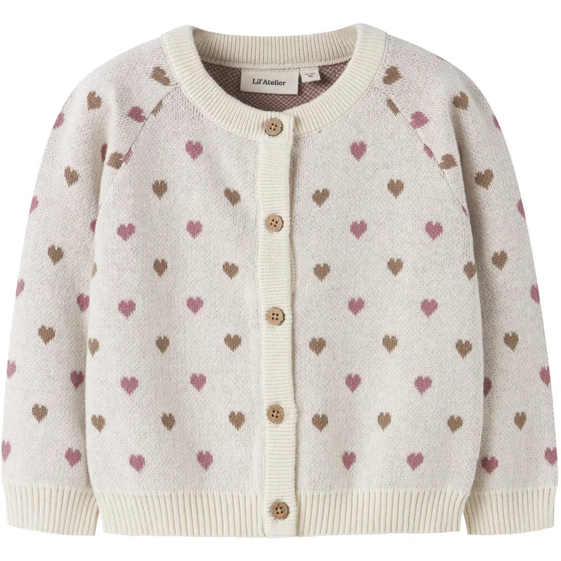 Lil'Atelier Turtledove Sepia Tint Nmfsaran Ls Strikk Card Heart Lil