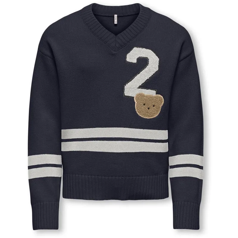 kids ONLY Night Sky Badge/Cloud Dancer Kogjanny Life L/S Varsity V-Neck Knt