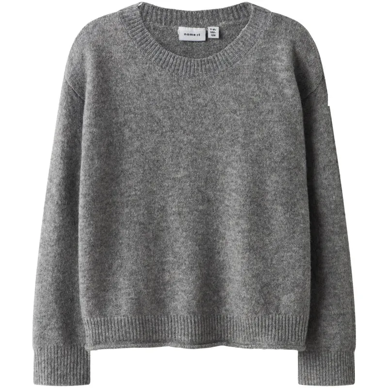Name It Grey Melange Nkforiane Ls Strikk