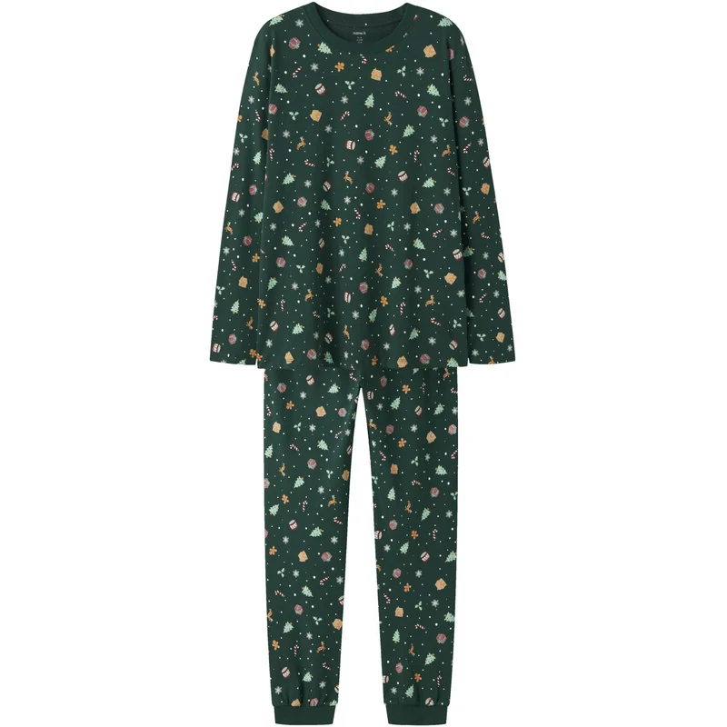 Name It Botanical Garden Xmas AOP Nanvismas Ls Nightset Voksen