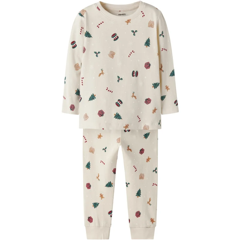 Name It Whitecap Gray Xmas AOP Nmnvismas Ls Nightset
