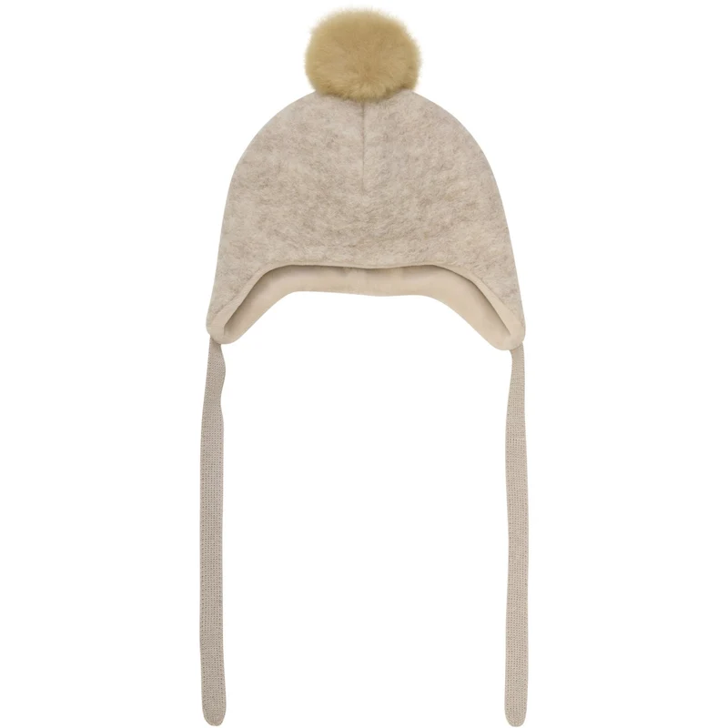 Huttelihut Sand Melange Bonnet Ull Alpaca Pompom