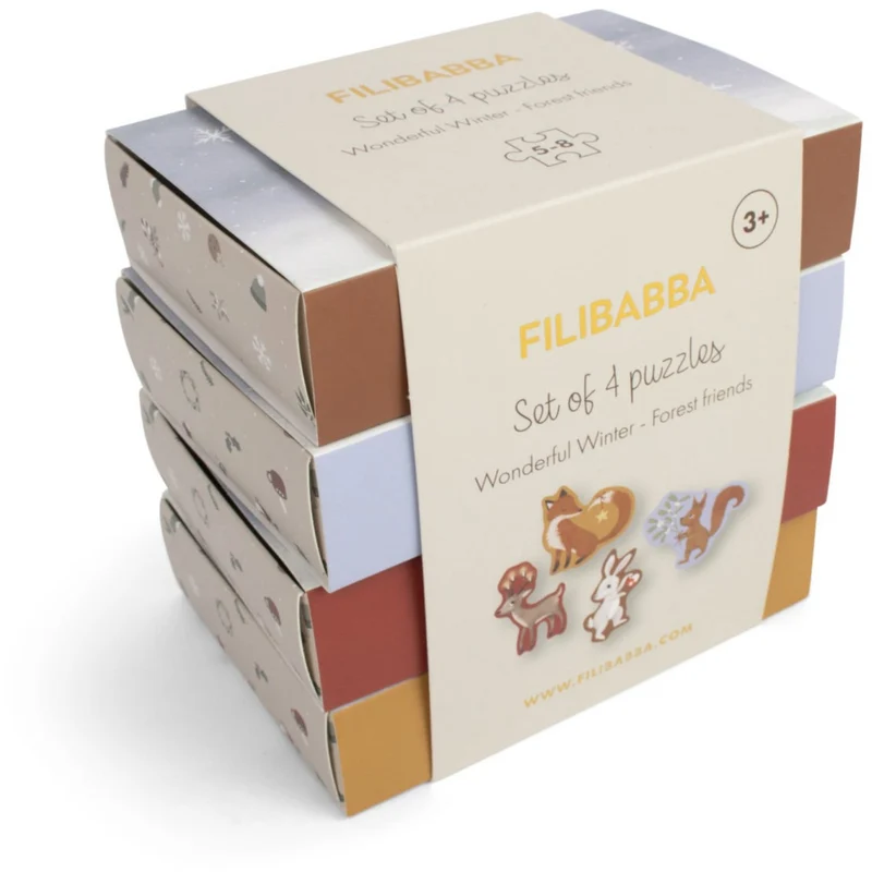 FILIBABBA Forest Friends Sett Of 4 Puzzles Wonderful Winter