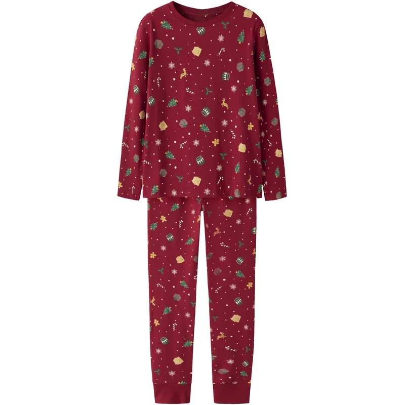 Name It Jester Red Xmas AOP Red Nknvismas Ls Nightset