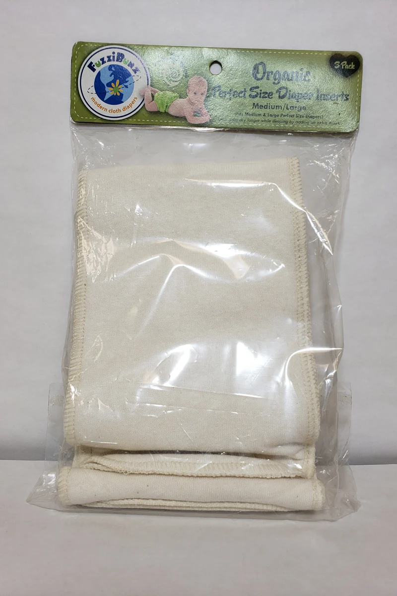 FuzziBunz Organic Inserts Perfect Size, Size M/L, 3-Pack