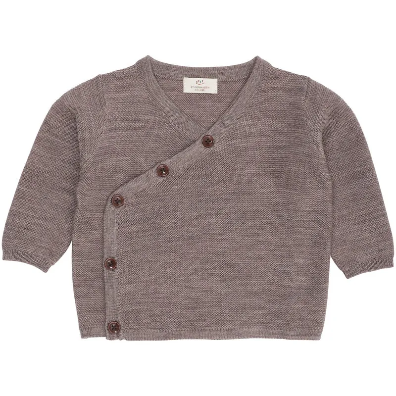 COPENHAGEN COLORS Natural Mel Merino Baby Cross-Over Cardigan In Garter Stitch