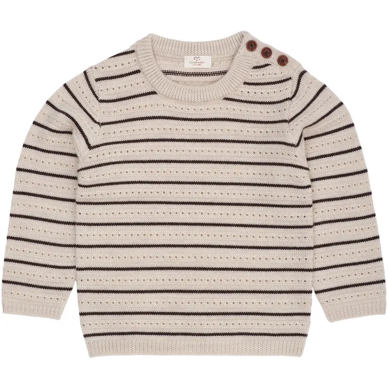COPENHAGEN COLORS Pale Cream Mel./Dk Brown Comb Merino Pattern Sweater