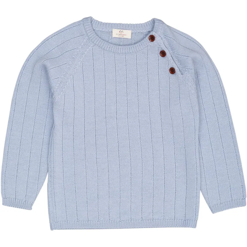 COPENHAGEN COLORS Dusty Blue Merino Strikket Bluse