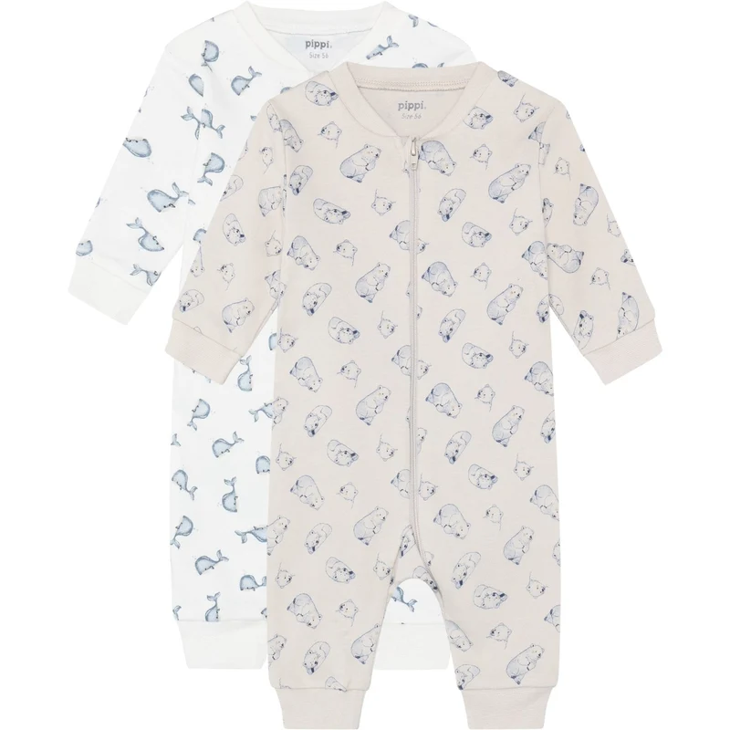 Pippi Flint Stone Natt Drakt -Zipper (2-Pack)