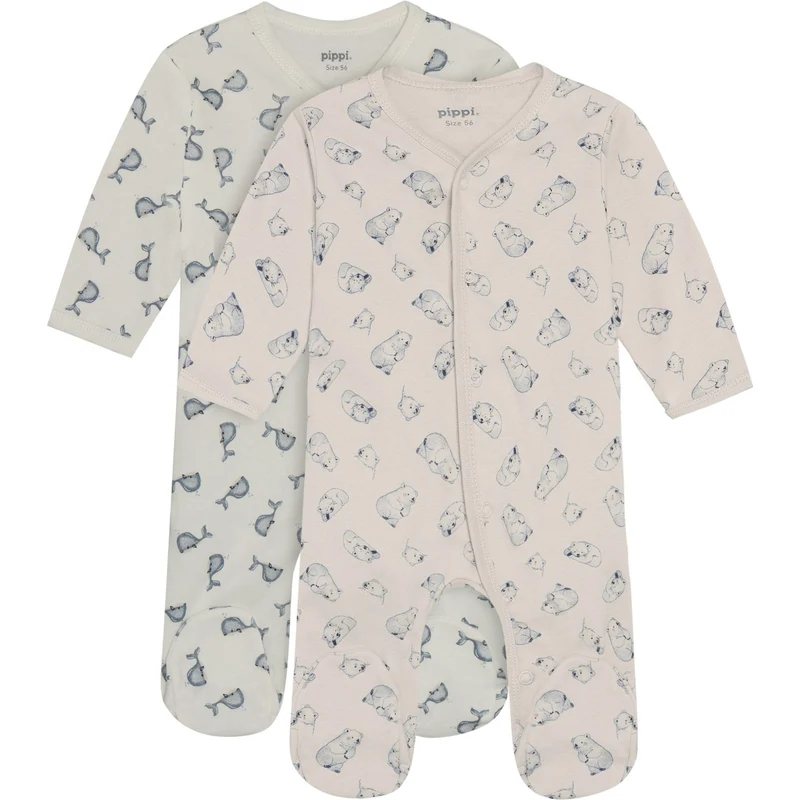 Pippi Flint Stone Natt Drakt W/F -Buttons 2-Pakning