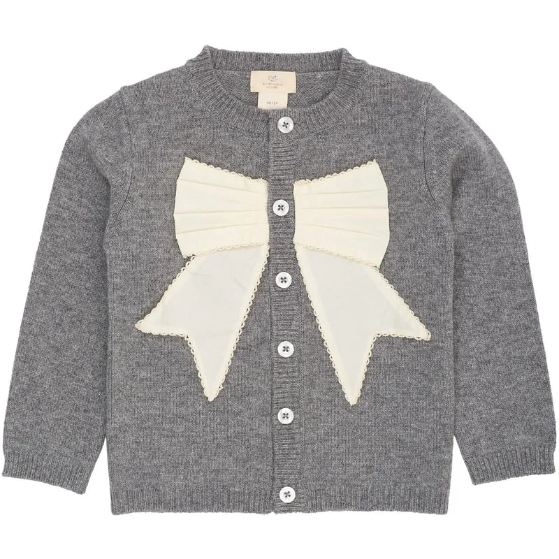 COPENHAGEN COLORS Dk Grey Mel./Cream Comb. Cashmere Cardigan W. Poplin Bue