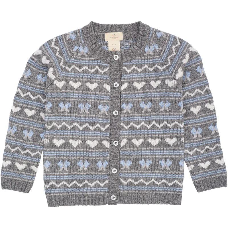 COPENHAGEN COLORS Dk Grey Comb Cashmere Pattern Cardigan