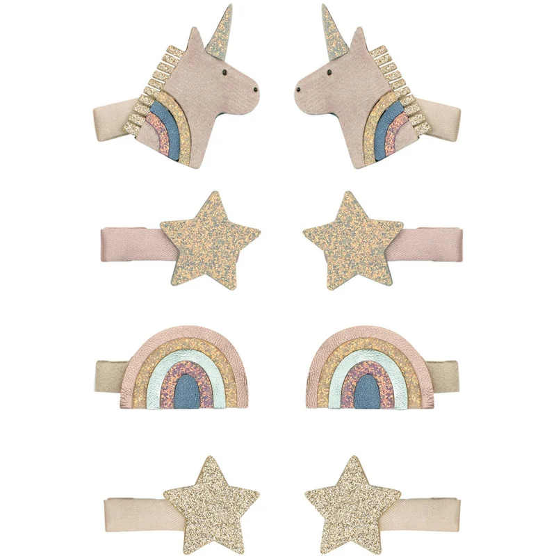 Mimi & Lula 8 Hårclips - Mini Unicorn Celeste