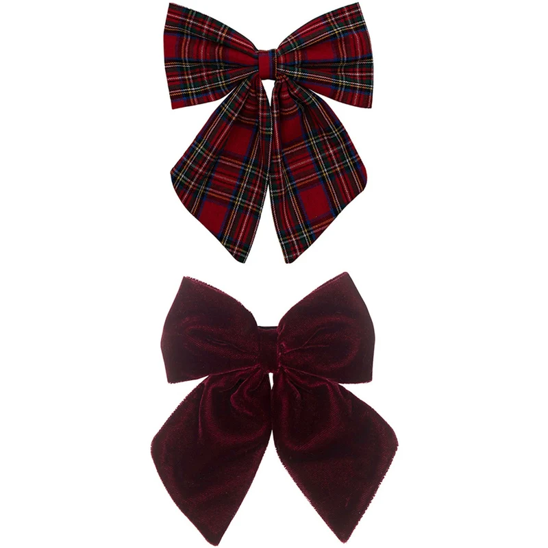 Mimi & Lula 2 Hårsløjfer - Red Tartan Agnes Pony Pals