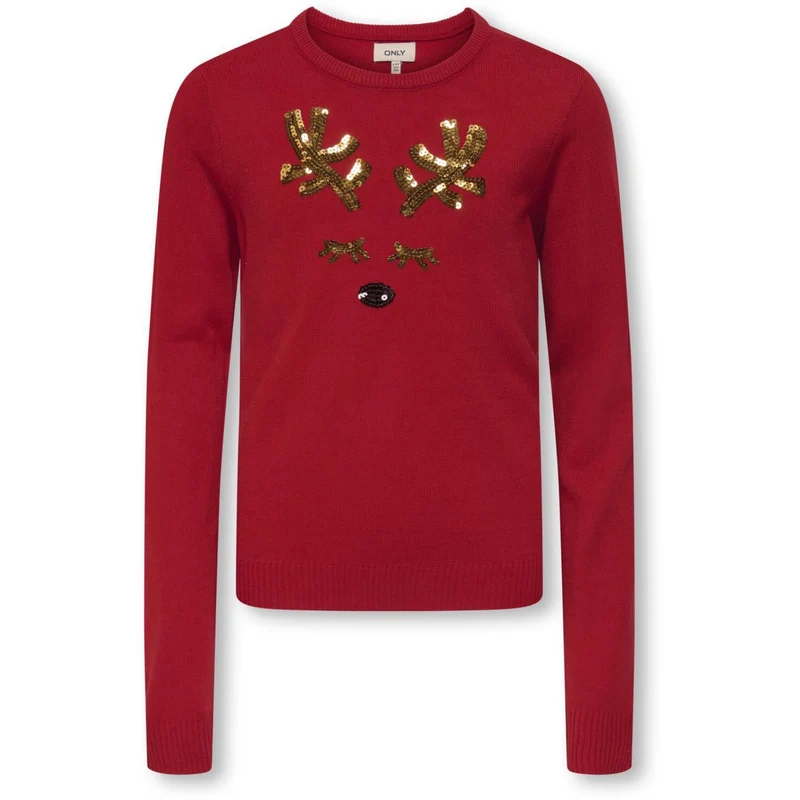 kids ONLY Salsa Sequins Antler Kogxmas Shine Ls Oneck Box Knt
