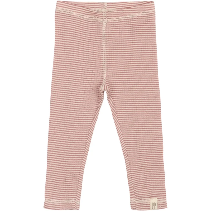 Petit Piao Nostalgic Rose/Dark Off White PPDante Leggings Merino Ull Striped