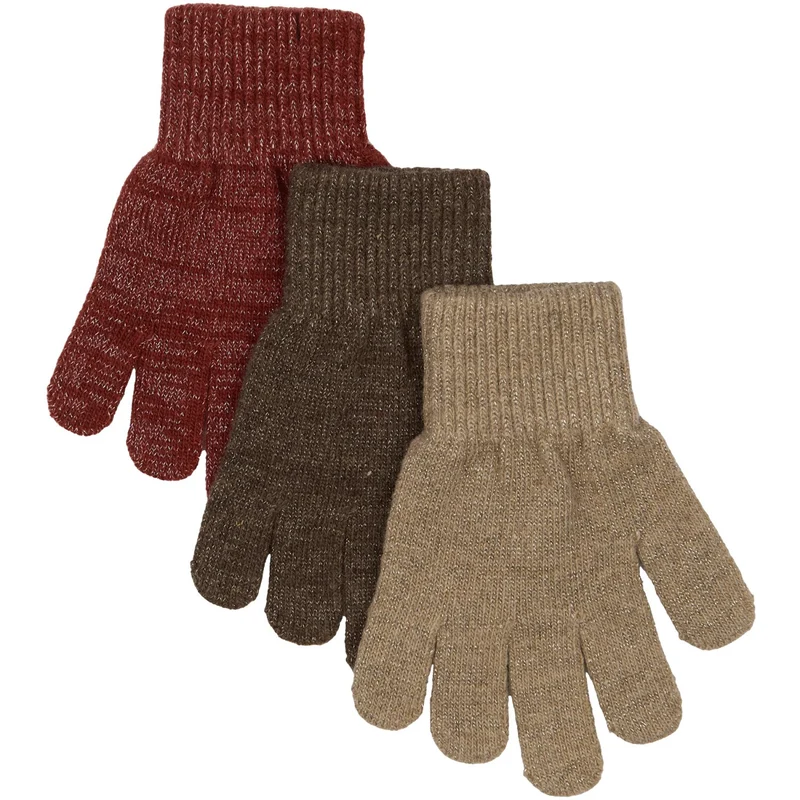 Mikk-Line Apple Butter-Chocolate Chip-Doeskin Magic Hansker 3 Pakke Med Lurex