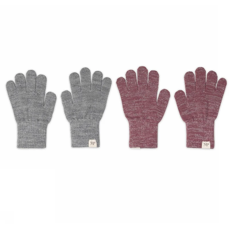 Mp Danmark Mix Light Grey Mel Grape Shake Comfy Glitter Hansker 2-Pakning