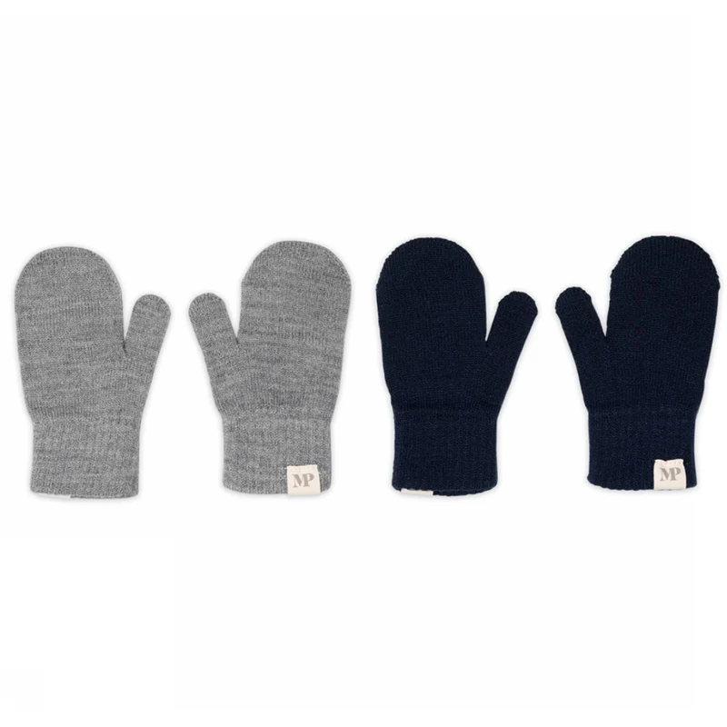 Mp Danmark Mix Light Grey Mel Blue Comfy Votter 2-Pakning