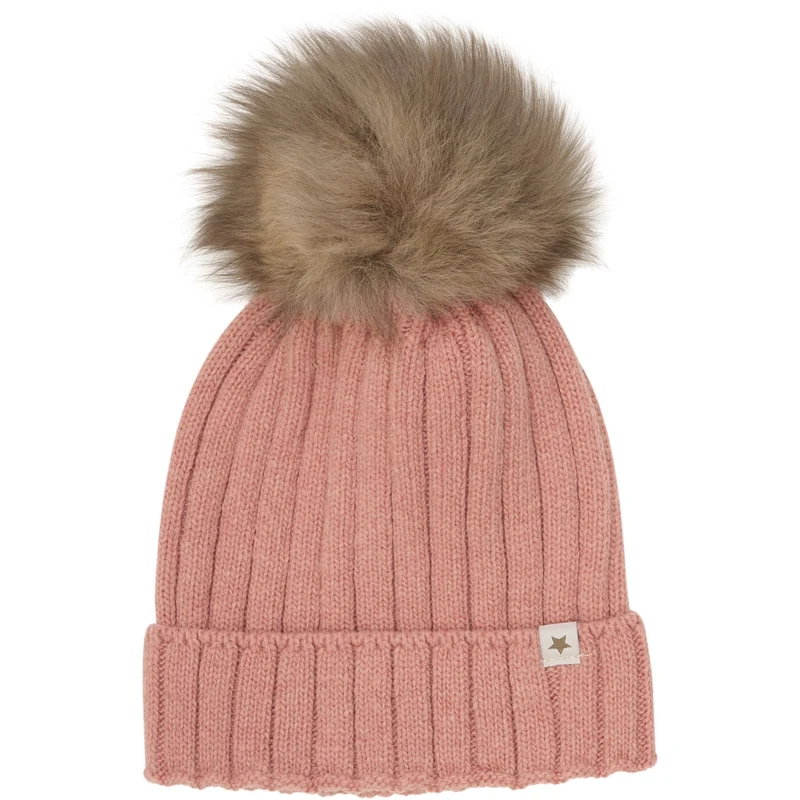 Huttelihut Burlwood Lue Strikk Alpaca Pompom