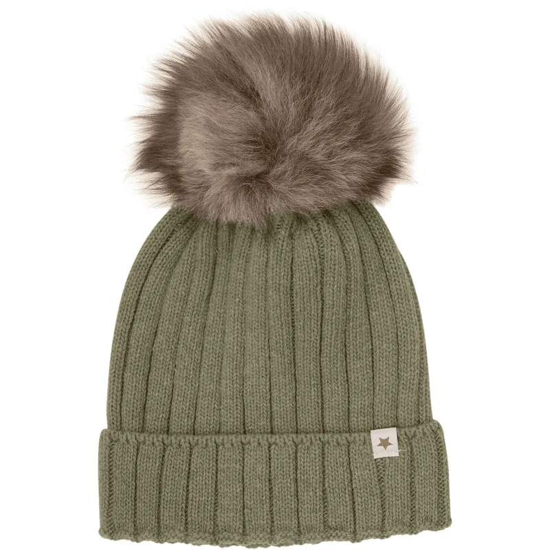 Huttelihut Beetle Lue Strikk Alpaca Pompom