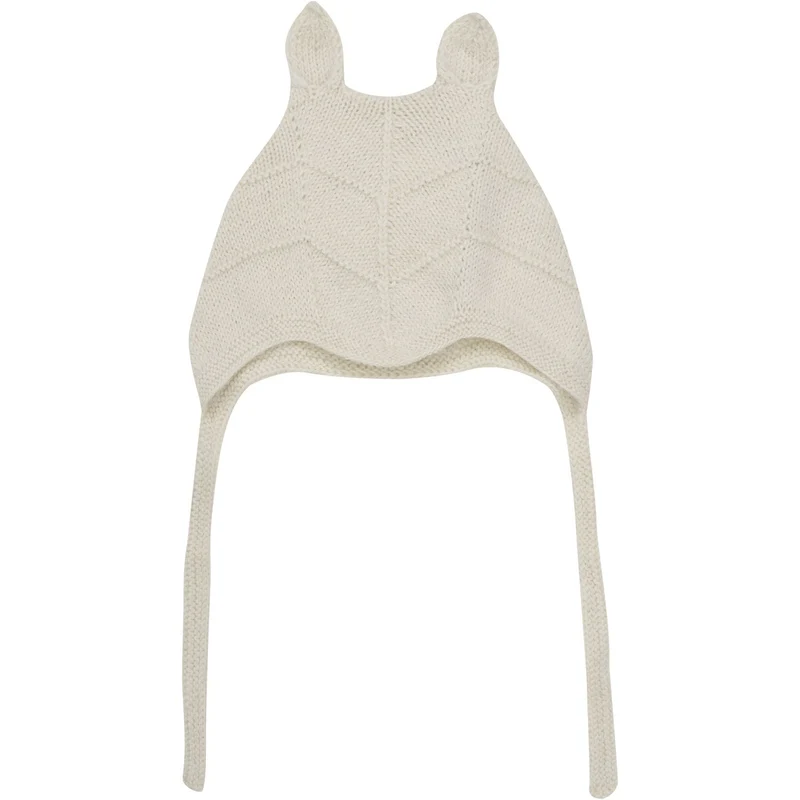 Huttelihut Off-White Bonnet Ears Alpaca Ull Strikk