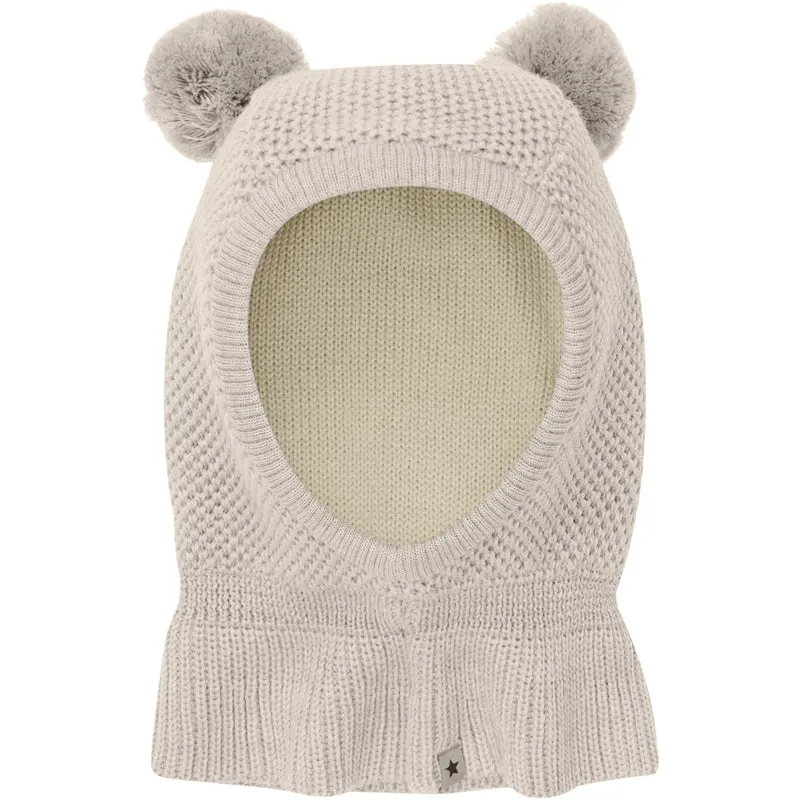 Huttelihut Sand Melange Elefantlue Windstop Pompoms