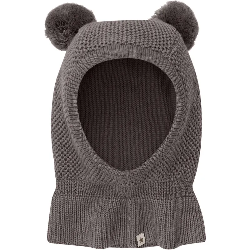 Huttelihut Brown Melange Elefantlue Windstop Pompoms