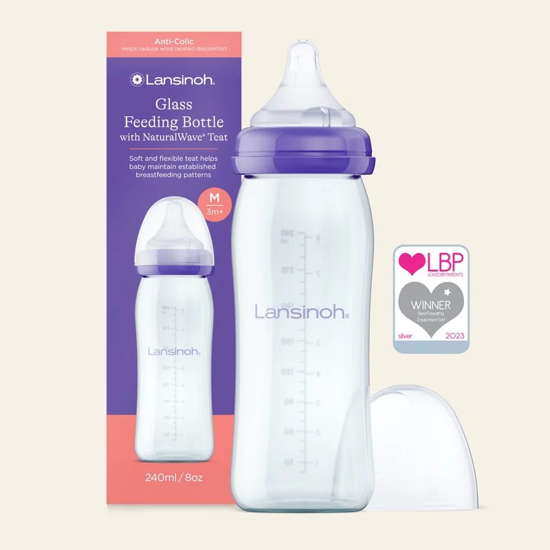 Glass Feeding Bottles 240ml with NaturalWave® Teat